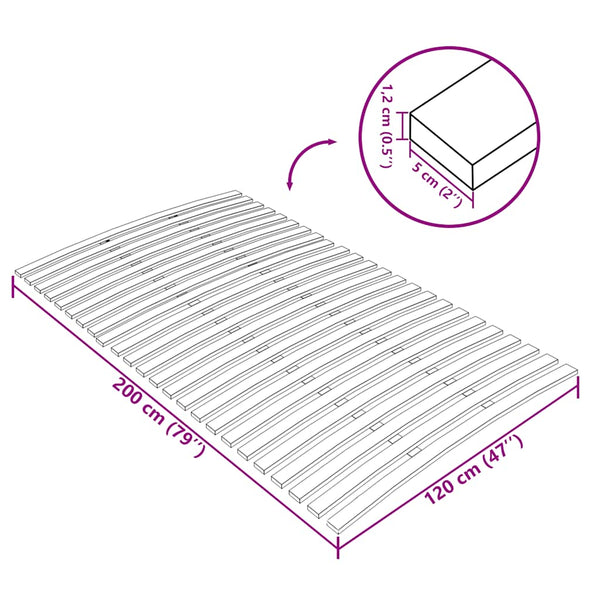 vidaXL Bed Slat Base Replacement with 24 Slats 120x200 cm