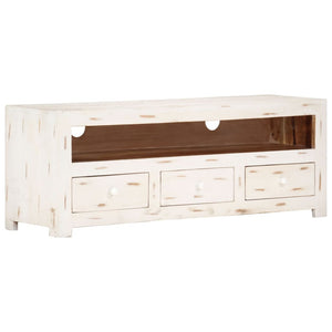 vidaXL TV Cabinet Solid Acacia Wood 110x30x40 cm White