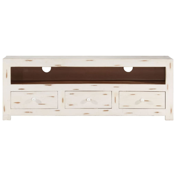 vidaXL TV Cabinet Solid Acacia Wood 110x30x40 cm White