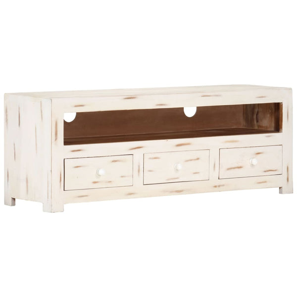 vidaXL TV Cabinet Solid Acacia Wood 110x30x40 cm White