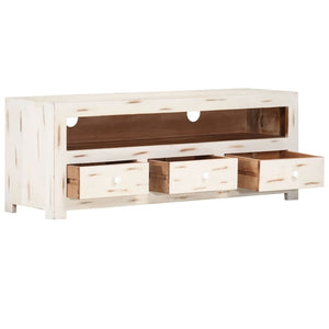 vidaXL TV Cabinet Solid Acacia Wood 110x30x40 cm White