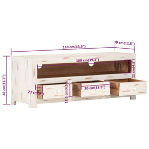 vidaXL TV Cabinet Solid Acacia Wood 110x30x40 cm White