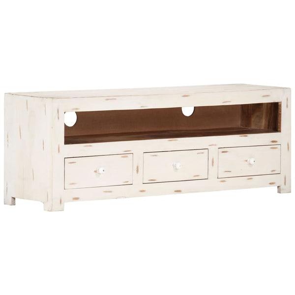 vidaXL TV Cabinet Solid Acacia Wood 110x30x40 cm White