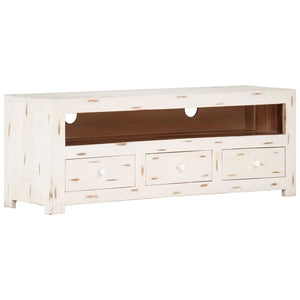 vidaXL TV Cabinet Solid Acacia Wood 110x30x40 cm White