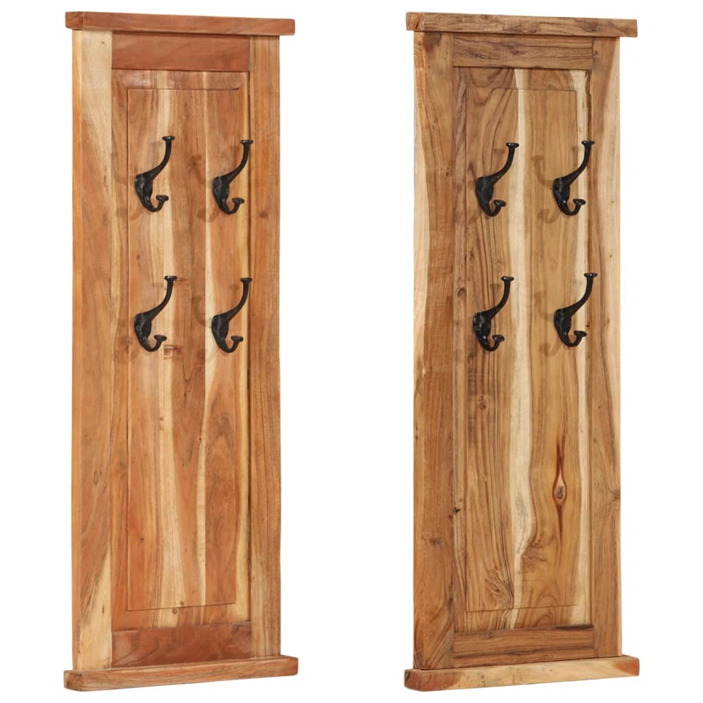 vidaXL Coat Racks 2 pcs. Solid Acacia Wood 38x100 cm