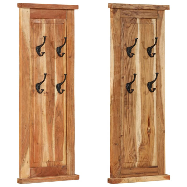 vidaXL Coat Racks 2 pcs. Solid Acacia Wood 38x100 cm