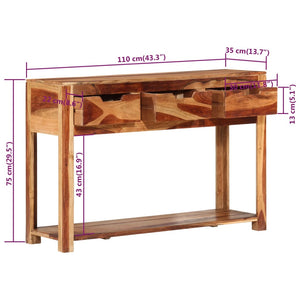 vidaXL Console Table 110x35x75 cm Solid Acacia Wood