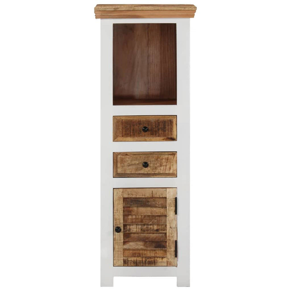vidaXL Highboard Brown & White 40x30x110 cm Solid Mango and Acacia Wood