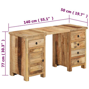 vidaXL Solid Mango Wood Desk 140x50x77 cm