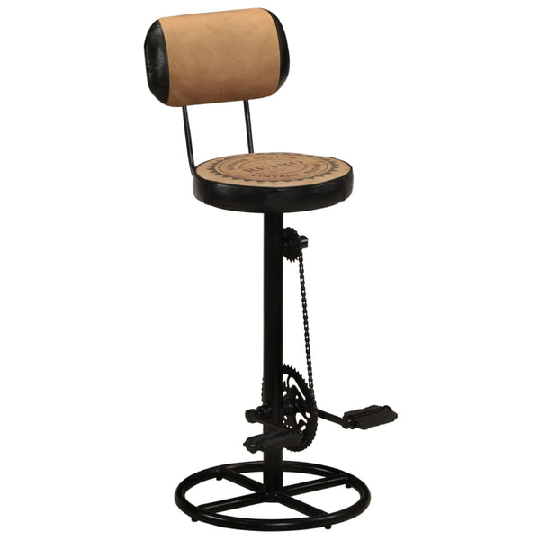 vidaXL Bar Stools with Canvas Print 2 pcs. Brown Black Goatskin