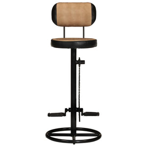 vidaXL Bar Stools with Canvas Print 2 pcs. Brown Black Goatskin