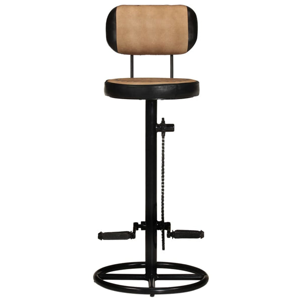 vidaXL Bar Stools with Canvas Print 2 pcs. Brown Black Goatskin