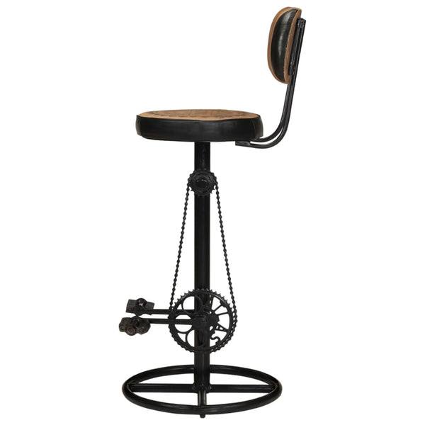 vidaXL Bar Stools with Canvas Print 2 pcs. Brown Black Goatskin