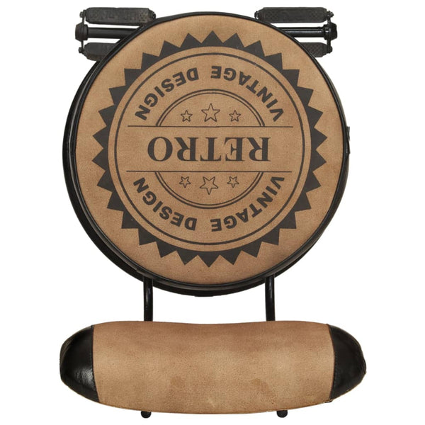 vidaXL Bar Stools with Canvas Print 2 pcs. Brown Black Goatskin