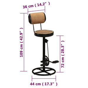 vidaXL Bar Stools with Canvas Print 2 pcs. Brown Black Goatskin