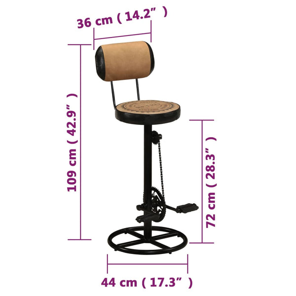 vidaXL Bar Stools with Canvas Print 2 pcs. Brown Black Goatskin