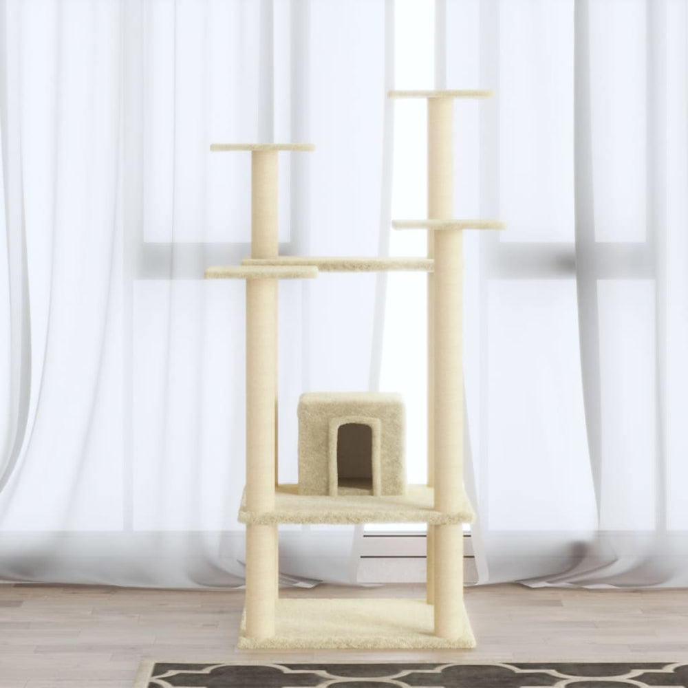 vidaXL Cat Tree with Sisal Scratching Posts Cream 110 cm