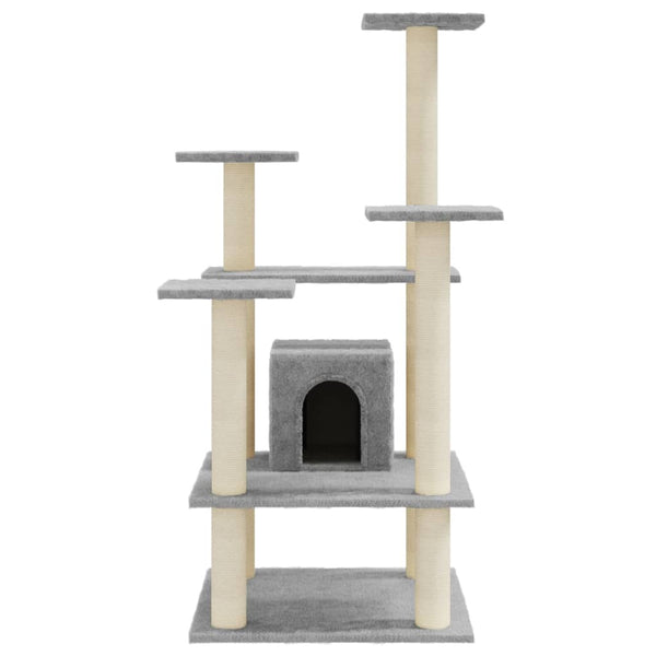 vidaXL Cat Tree with Sisal Scratching Posts Light Grey 110 cm