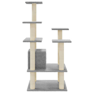 vidaXL Cat Tree with Sisal Scratching Posts Light Grey 110 cm