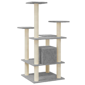 vidaXL Cat Tree with Sisal Scratching Posts Light Grey 110 cm