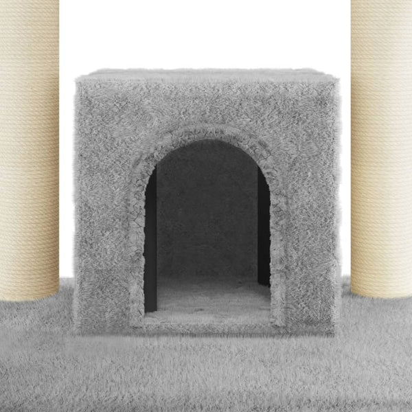 vidaXL Cat Tree with Sisal Scratching Posts Light Grey 110 cm