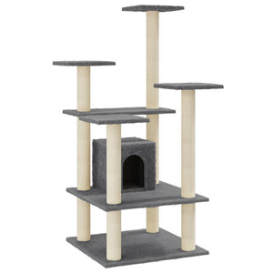 vidaXL Cat Scratching Tree with Sisal Scratching Posts Dark Gray 110 cm