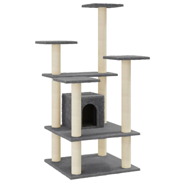 vidaXL Cat Scratching Tree with Sisal Scratching Posts Dark Gray 110 cm