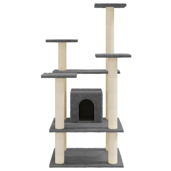 vidaXL Cat Scratching Tree with Sisal Scratching Posts Dark Gray 110 cm