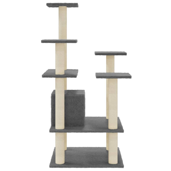 vidaXL Cat Scratching Tree with Sisal Scratching Posts Dark Gray 110 cm