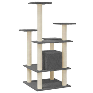 vidaXL Cat Scratching Tree with Sisal Scratching Posts Dark Gray 110 cm