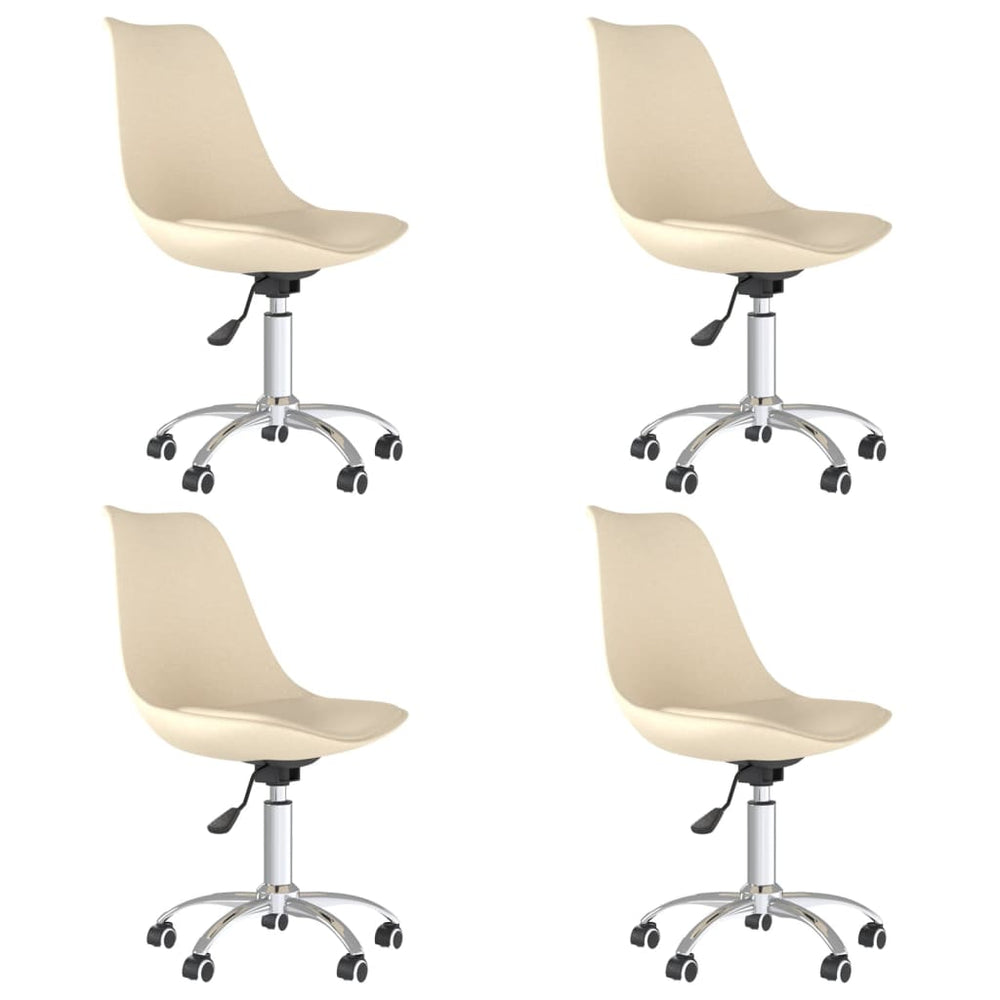 vidaXL Dining Chairs 4 pcs. Swivel Cream Fabric
