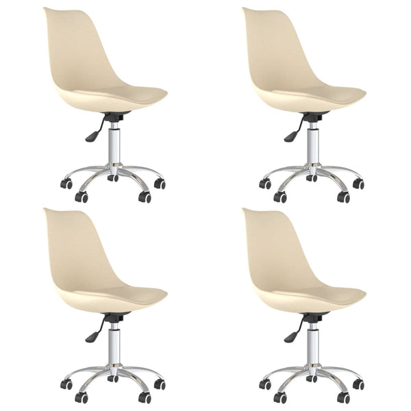 vidaXL Dining Chairs 4 pcs. Swivel Cream Fabric
