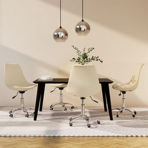 vidaXL Dining Chairs 4 pcs. Swivel Cream Fabric