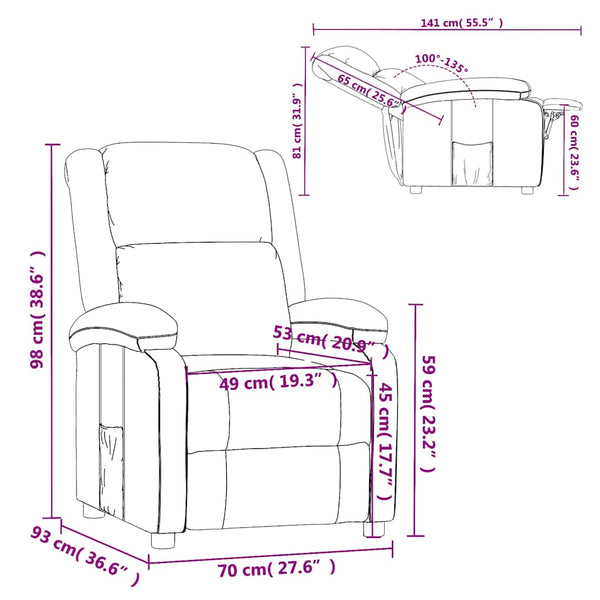 vidaXL Recliner White Faux Leather