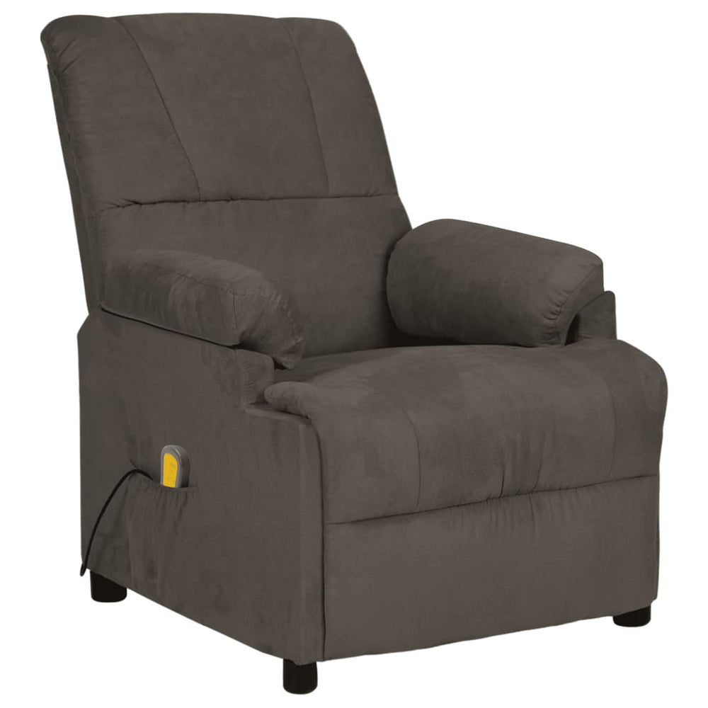 vidaXL Massage Recliner Dark Grey Microfiber Fabric
