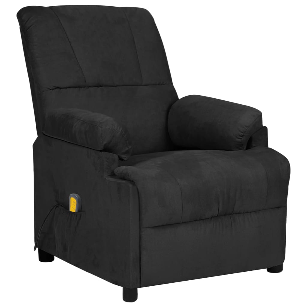 vidaXL Massage Recliner Black Microfiber Fabric