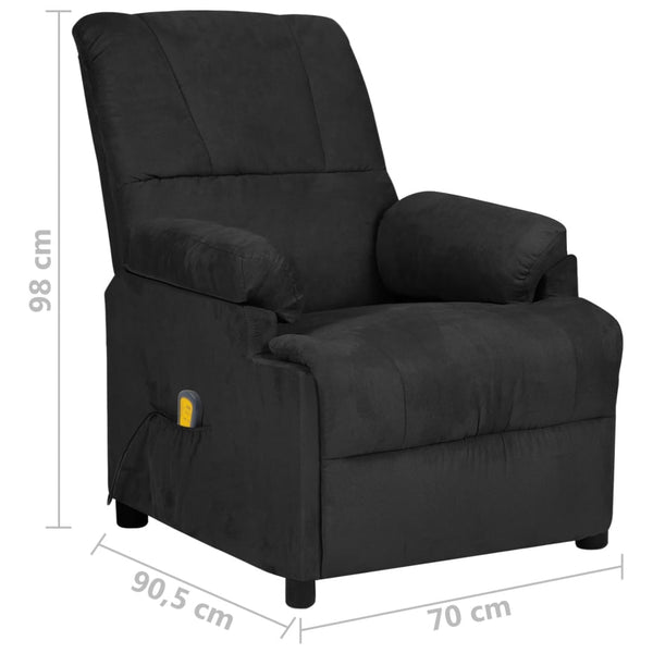 vidaXL Massage Recliner Black Microfiber Fabric