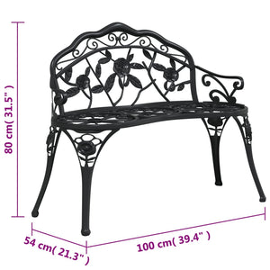 vidaXL Garden Bench 100 cm Cast Aluminium Black