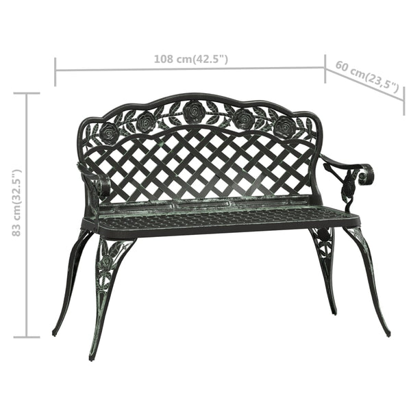 vidaXL Garden Bench 108 cm Cast Aluminium Green