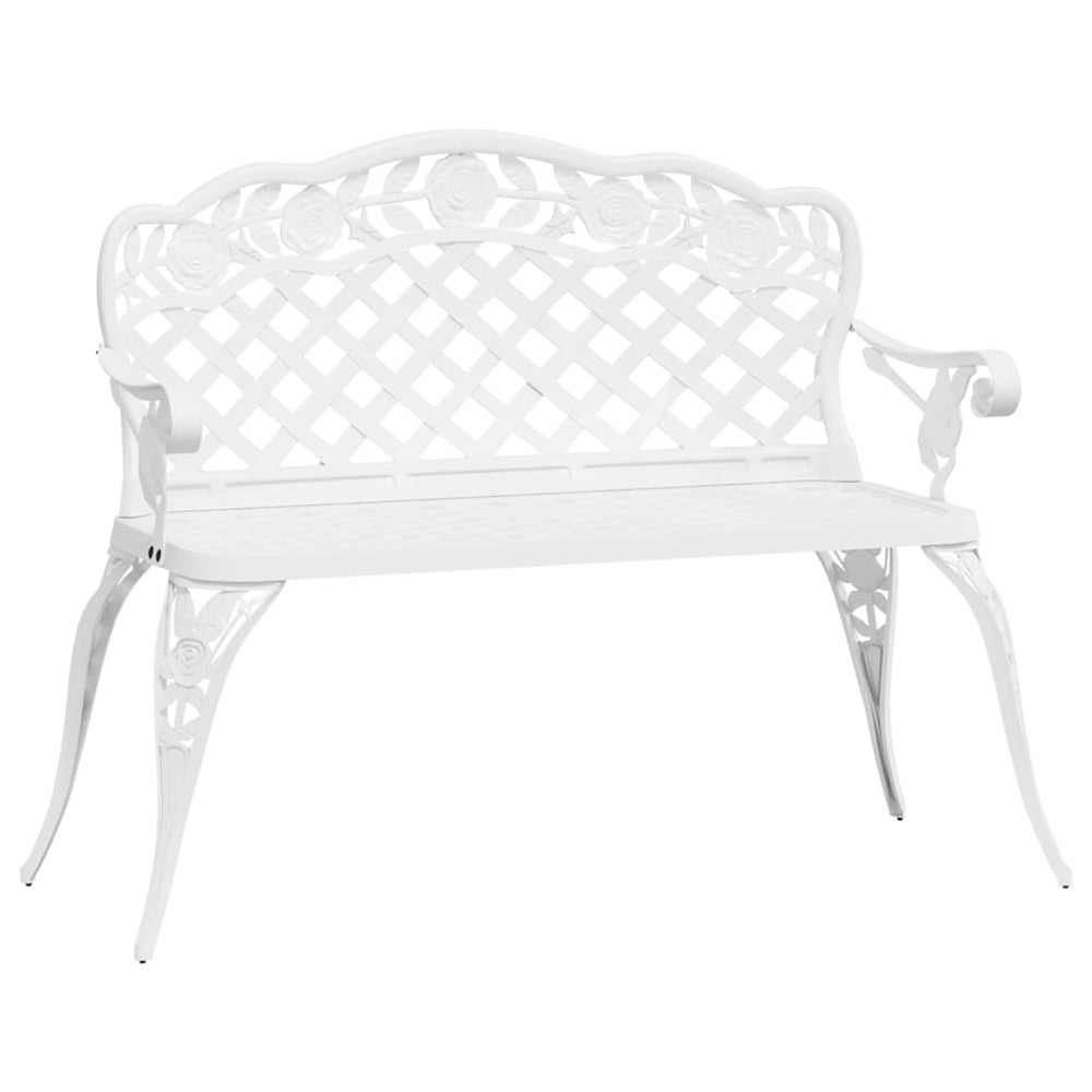 vidaXL Garden Bench 108 cm Cast Aluminum White
