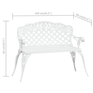 vidaXL Garden Bench 108 cm Cast Aluminum White
