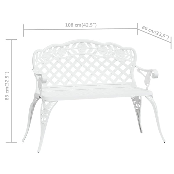 vidaXL Garden Bench 108 cm Cast Aluminum White