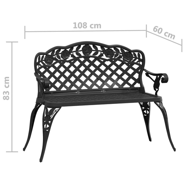 vidaXL Garden Bench 108 cm Cast Aluminium Black