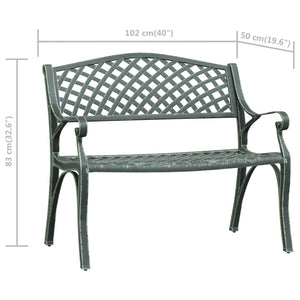 vidaXL Garden Bench 102 cm Cast Aluminium Green