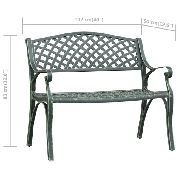 vidaXL Garden Bench 102 cm Cast Aluminium Green