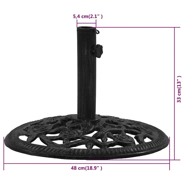 vidaXL Parasol Base Black 48x48x33 cm Cast Iron