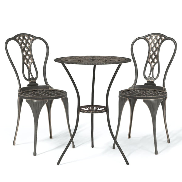vidaXL 3-Piece Cast Aluminum Bistro Set Bronze