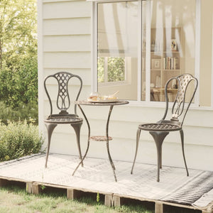 vidaXL 3-Piece Cast Aluminum Bistro Set Bronze