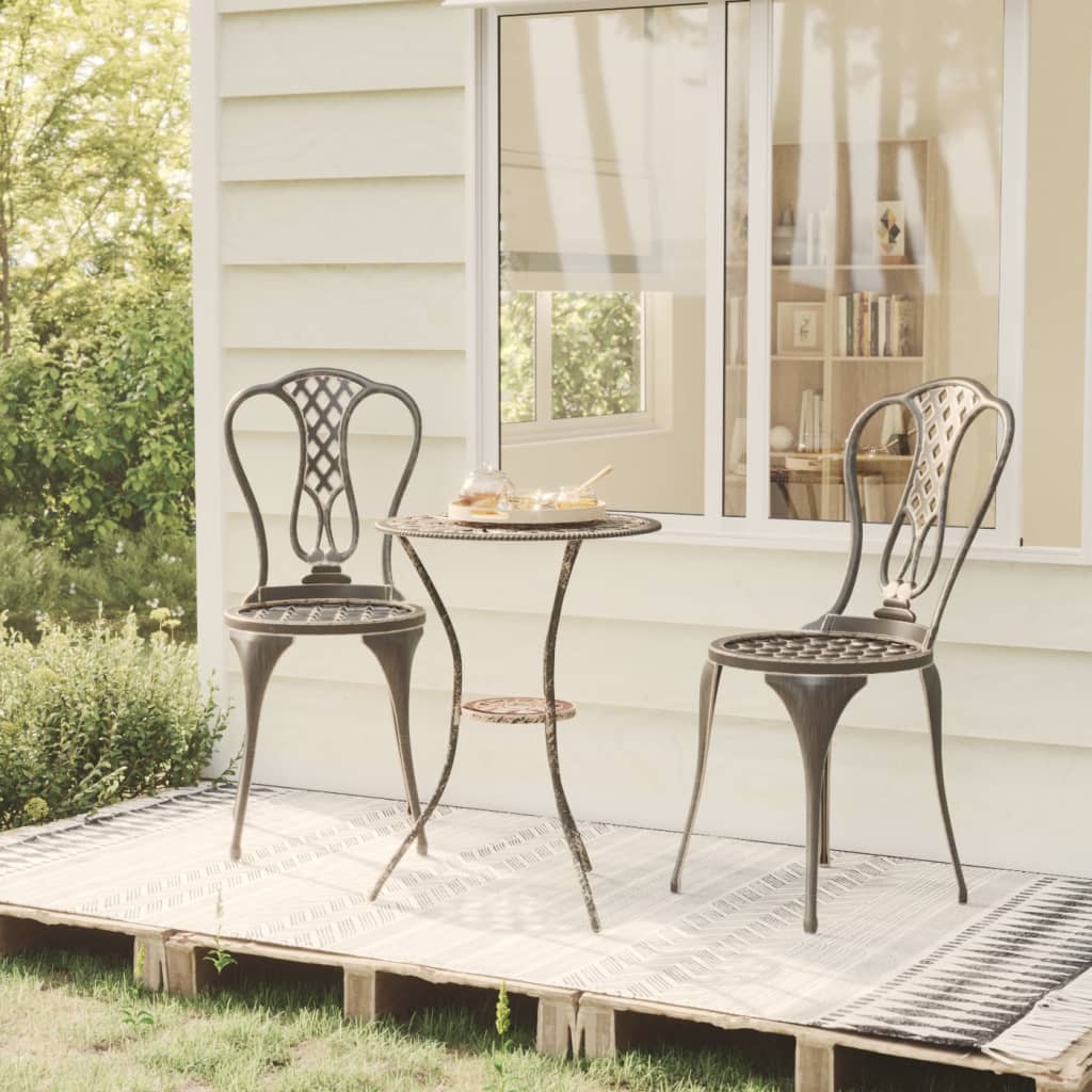 vidaXL 3-Piece Cast Aluminum Bistro Set Bronze