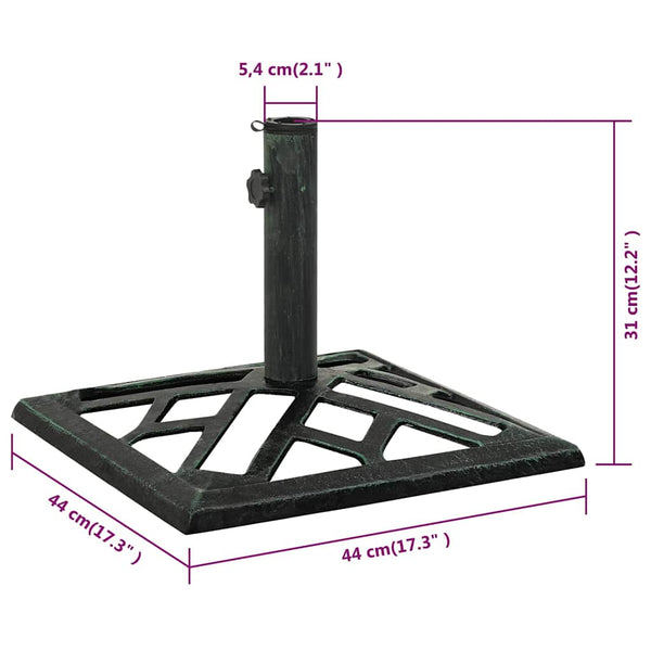 vidaXL Parasol Base Green 44x44x31 cm Cast Iron